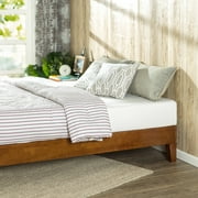 Zinus Wen Deluxe Wood Platform Bed Frame, Cherry Finish, King