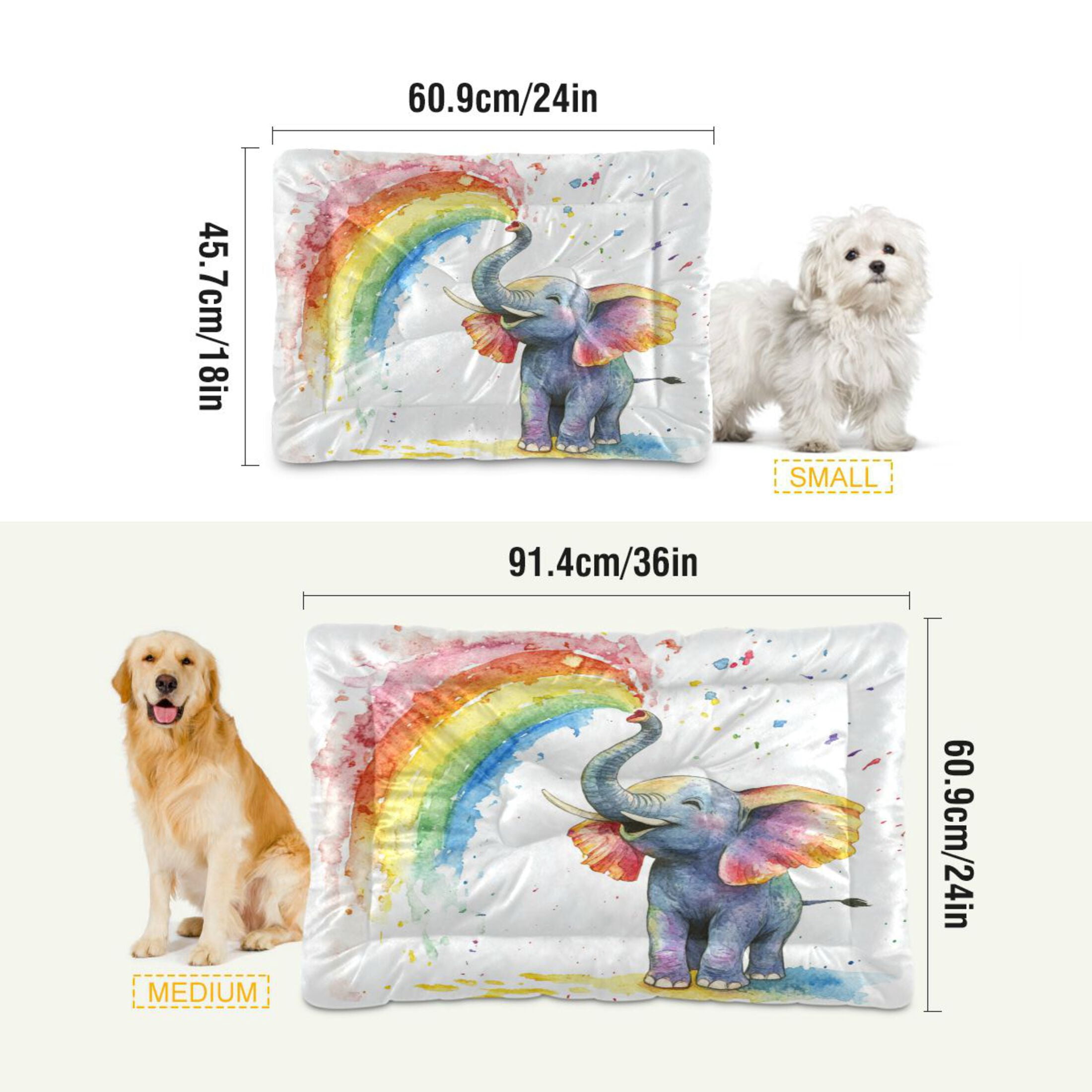 Qxltty Elephant Color Spraying Ped Pad Wear-resistant and Hard to Bite Through Sleeping Pad for Small Medium Large Dogs Winter Pet Bed 36×24in