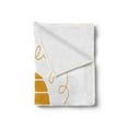 thumbnail image 2 of Honeycomb Soft Flannel Fleece Blanket, Hive Design with Dashed Lines and Bees and Honey Lettering in Cursive, Cozy Plush for Indoor and Outdoor Use, 60" x 80", Earth Yellow and White, by Ambesonne, 2 of 5