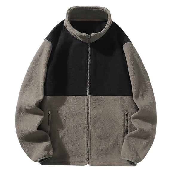 YLSDY Full Zip Polar Fleece Jacket Men Colorblock Lightweight Soft Winter Coats Outdoor Windproof Jackets with Zipper Pockets Army Green XXXXL