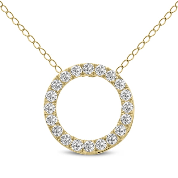 SZUL Women's 3/4 Carat TW Lab Grown Diamond Circle Pendant in 14K Yellow Gold