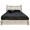 thumbnail image 2 of Montana Collection Platform Bed w/ Storage, Queen w/ Laser Engraved Wolf Design, Clear Lacquer Finish, 2 of 4