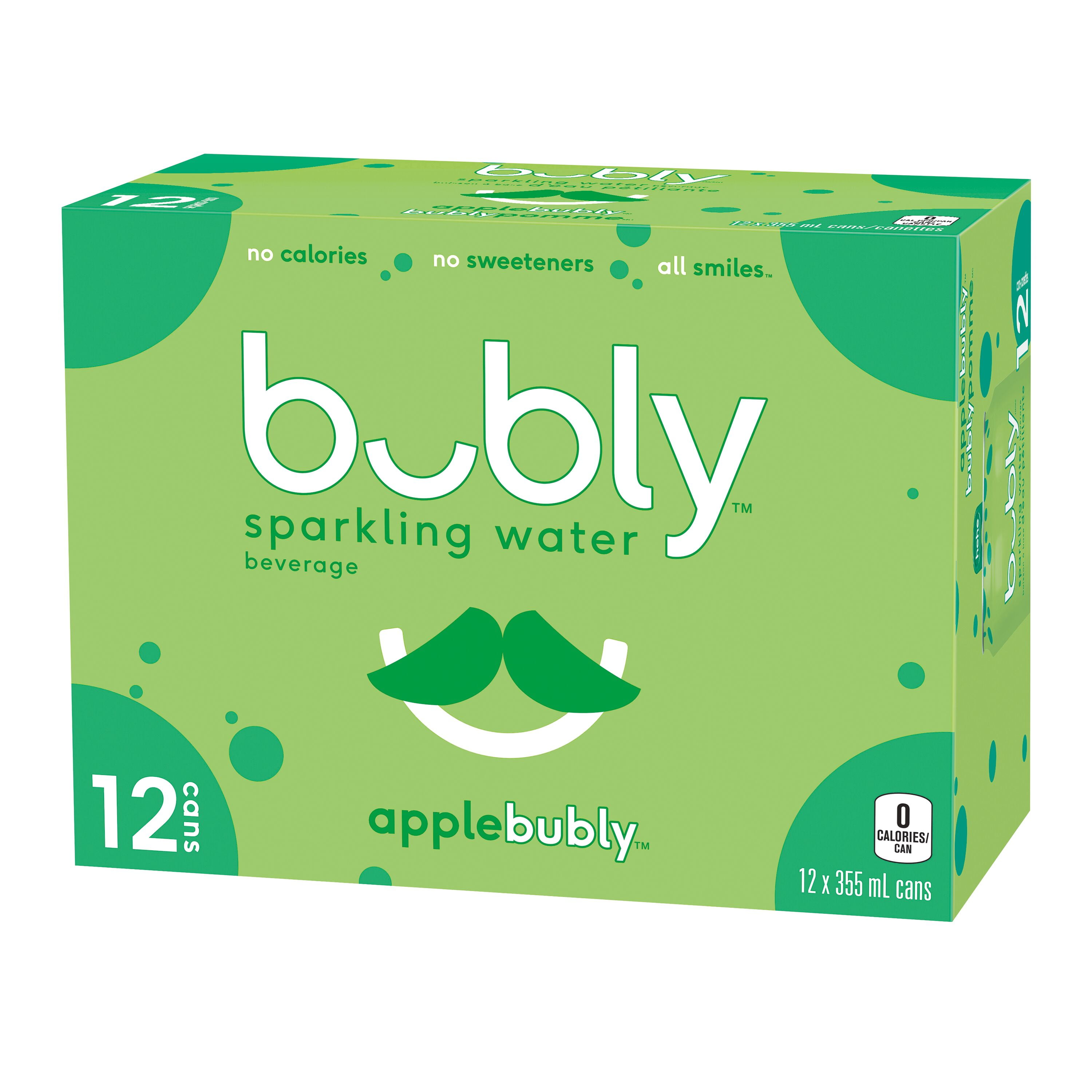 Bubly Apple Sparkling Water 12 x355 ml, Cans, 12x355mL