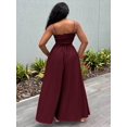 thumbnail image 2 of Maroon Womens Smocked Spaghetti Strap Tube Top Maxi Dress, 2 of 6