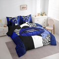 thumbnail image 3 of jejeloiu Jungle Cheetah Pattern 7-Piece Twin Bedding Sets,Black White Blue Bedding Comforter Set For Teens Reversible, 3 of 8