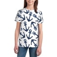 thumbnail image 3 of Wukai Navy Blue Anchors Youth Unisex Short Sleeve T-Shirt for Boys, Girls, Teens, and Kids-Small, 3 of 7