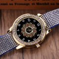 thumbnail image 2 of Reloj de cuarzo para mujer con vendaje de tela con diamantes de imitación y esfera de impresión de moda (azul), 2 of 4