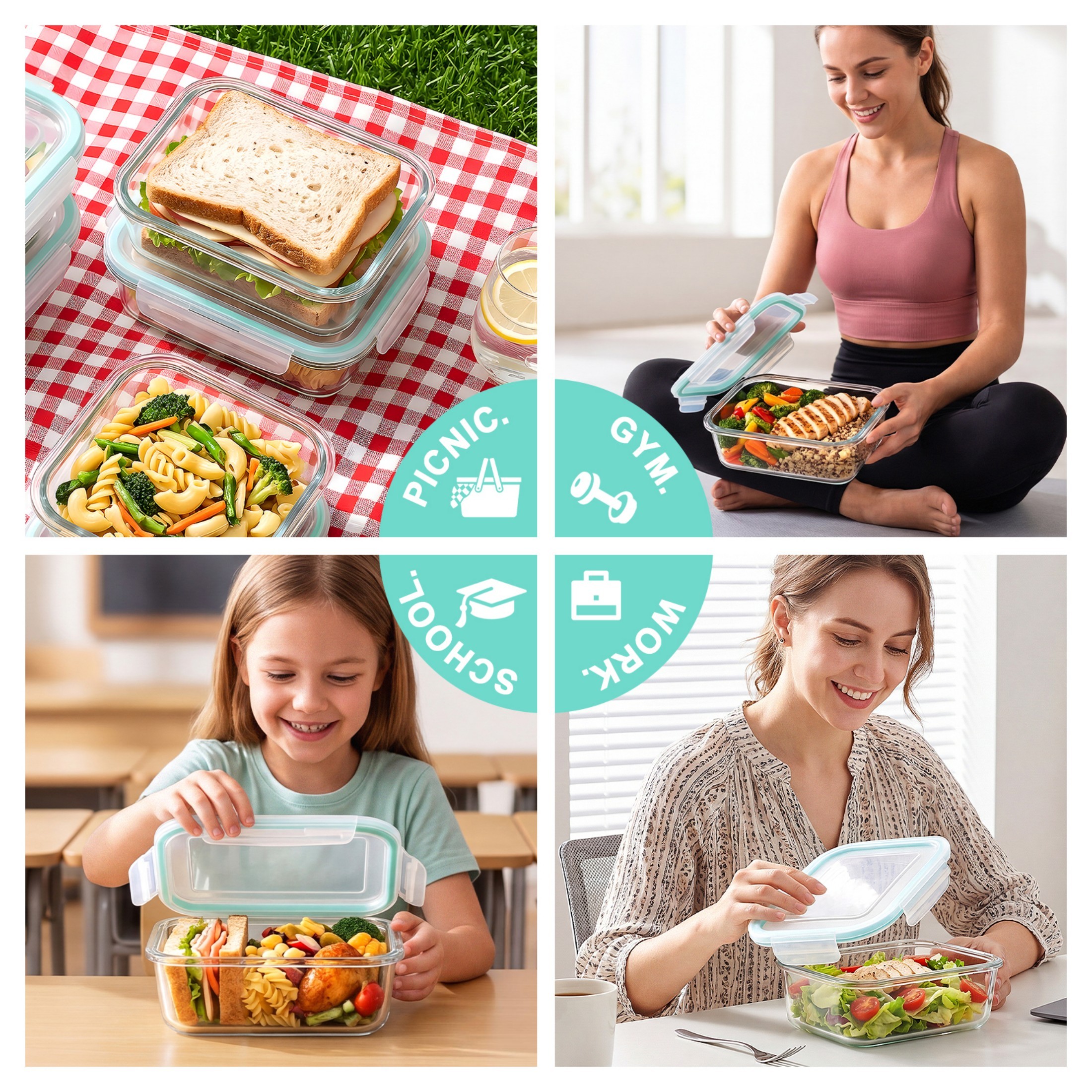 YHIPL 8-Pack Glass Food Storage Containers with Airtight Lids, Green photo 5