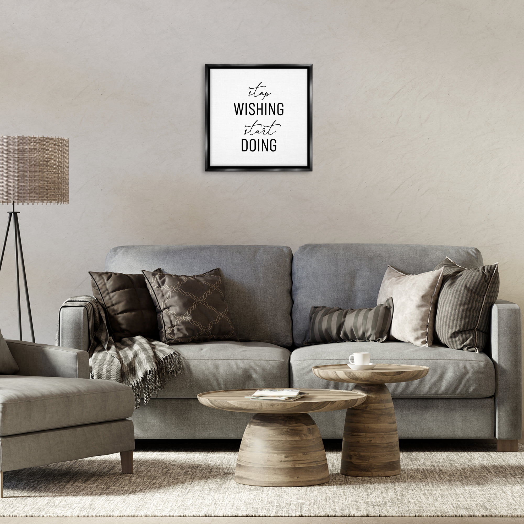 Stupell Industries Motivational Start Doing Text & Numbers Painting Black Floater Framed Canvas Art Print Wall Art, 18 x 18