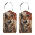 thumbnail image 3 of Naloa Vintage Shiba Inu Art Luggage Tag for Suitcase Leather Baggage Tag with Stainless Steel Loop Privacy Cover for Women Men Girls-4 PCS, 3 of 5