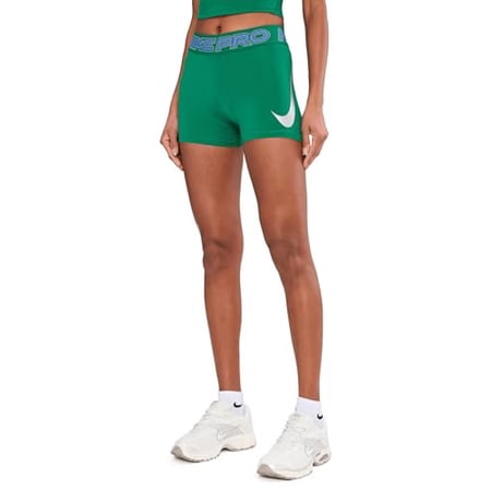Nike Women's Pro Mid-Rise 3" Biker Shorts Malachite/Sapphire/Metallic Silver Small