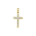 thumbnail image 1 of Jewels By Lux 10kt Yellow Gold Womens Round Diamond Small Cross Pendant 1/8 Cttw In Pave Setting (I2-I3 clarity; H-I color), 1 of 1