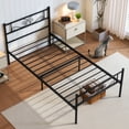 thumbnail image 5 of Yoneston Easy Set-Up Metal Bed Frame Platform No Box Spring with Headboard and Footboard, Twin, Black, 5 of 11