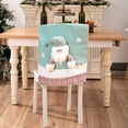 thumbnail image 4 of Hxlamzoo Christmas Themed Green Cloth Chair Back Covers with Stereo Santa Claus and Snowman Figurines, Glitter Embellishments, Elastic Removable Design for Xmas Party, Banquet and Home Decoration, 4 of 6