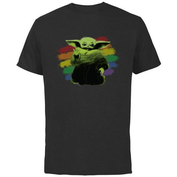 Star Wars The Mandalorian The Child Rainbow - Short Sleeve Cotton T-Shirt for Adults - Customized-Black