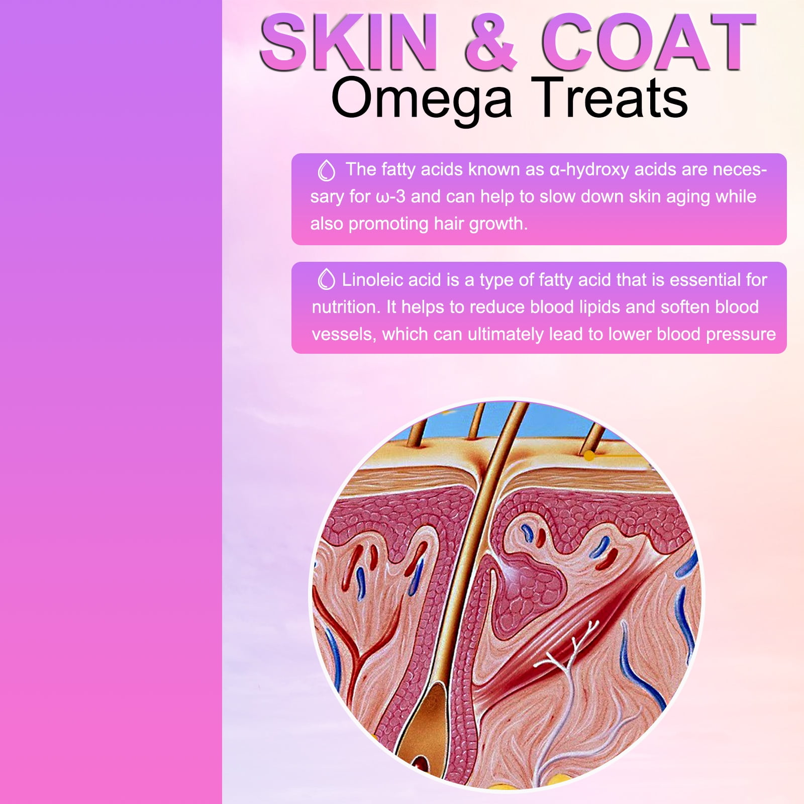 Oimmal Omega 3 Skin & Coat Chews for Dog, 300 Soft Chews with Salmon Oil & Vitamins, EPA&DHA Fatty Acids, Healthy Skin & Coat, Dry & Itchy Skin Relief + Allergy Support - Chicken Flavor
