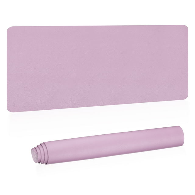 Uxcell Alfombrilla de escritorio grande de 48"x17", almohadilla de escritorio de cuero PU de doble cara, morado