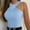 Sky Blue, variant on MESSUEN Halter Tops Criss Cross Halter Top Halter Crop Women Racer Back Tank Top for Women Padded Ribbed Long Tank Basic Tops Womens Summer Blouses Sleeveless Tees for Women Black L