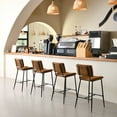 thumbnail image 5 of Homy Casa Counter Height Bar Stools Set of 2, 26" Modern Mid Century Upholstered Barstools Suede Fabric Kitchen Island Chairs with Backrest and Footrest, Suede Brown, 5 of 13