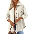 thumbnail image 6 of Women's Cable Knit Lightweight Long Sleeve Casual Oversized Button Down Shirt, 6 of 10