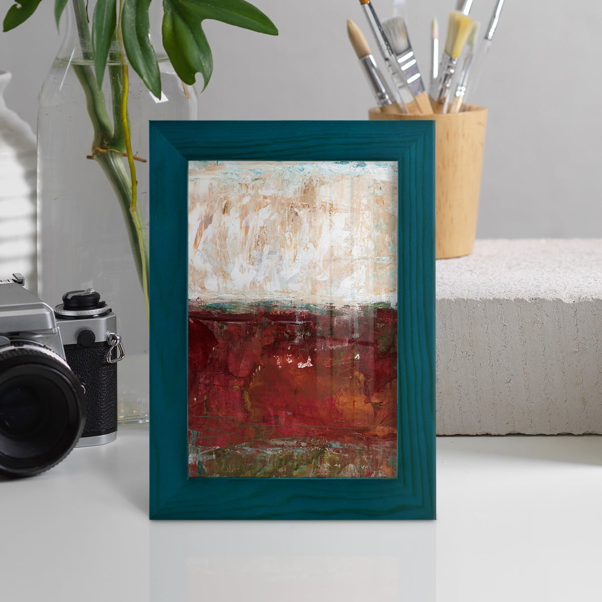 August Horizon II -Framed Print w/glass-Ocean Blue