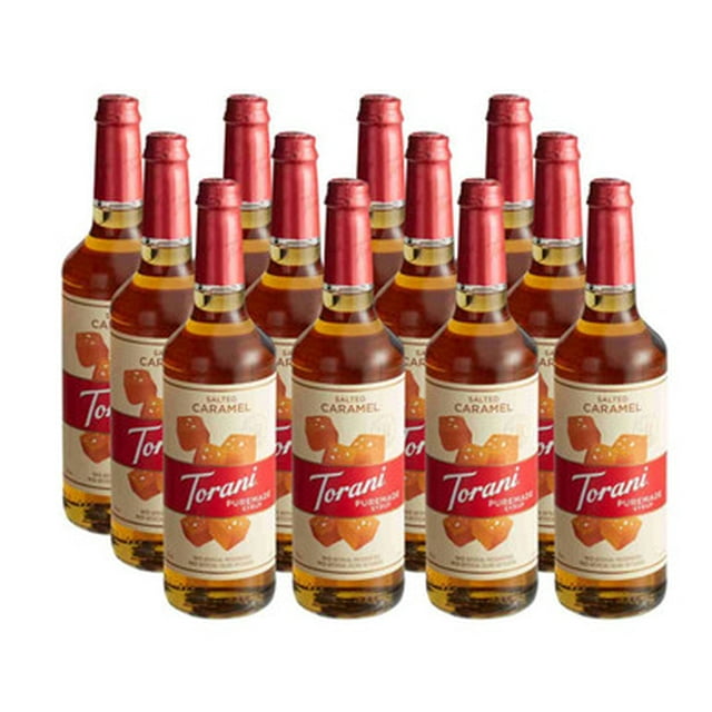 Torani Puremade Salted Caramel Syrup – Clean-Label Buttery Toffee & Sea Salt Base, 750 mL (25.36 oz) – Bulk 12/Case
