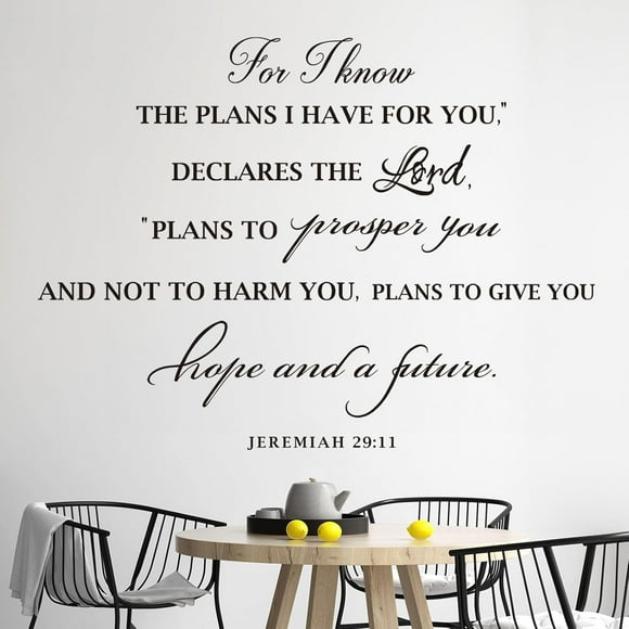 Bible Verse Wall Decal Quotes For I Know The Plans I Have For You Inspirational Religious Christian Wall Letter Stickers Bedroom Living Room Office Wall