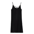 thumbnail image 4 of Defitshape Women's Plus Size Bamboo Nightgown Cami Cotton Sleepwear Sleeveless Loungewear Soft Summer Night Pajama Sleep Dress Knee Length Nightwear Black 3X, 4 of 5