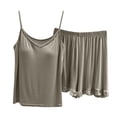 thumbnail image 1 of Conjunto de pijama de verano para mujer de 2 piezas: cuello cuadrado, manga corta, poliéster suave, ropa para dormir y estar por casa., 1 of 6