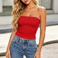 thumbnail image 5 of Busydd Going Out Tops for Women Solid Color Strapless Ribbed Tube Top Camisole Crop Tank Tops for Parties L, 5 of 8