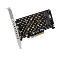 thumbnail image 1 of Dual NVMe RAID PCIe x8 4.0 Adapter 64Gbps M2 NVME M KEY Riser Card for 2230 2242 2260 2280 22110 NVME SSD black, 1 of 6