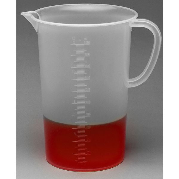 Pitcher, Polypropylene, Tall Form with Handle, 2 L / 0.5 gal Capacity, Not Rated Not Applicable