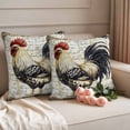 thumbnail image 2 of Vintage Rooster Outdoor Waterproof Pillow Covers, Watercolor Black Yellow Farmhouse Animals Decorative Square Throw Pillowcase Sofa Cushion Sham for Patio/Couch/Chair, 16"x16" 2 Pack, 2 of 8
