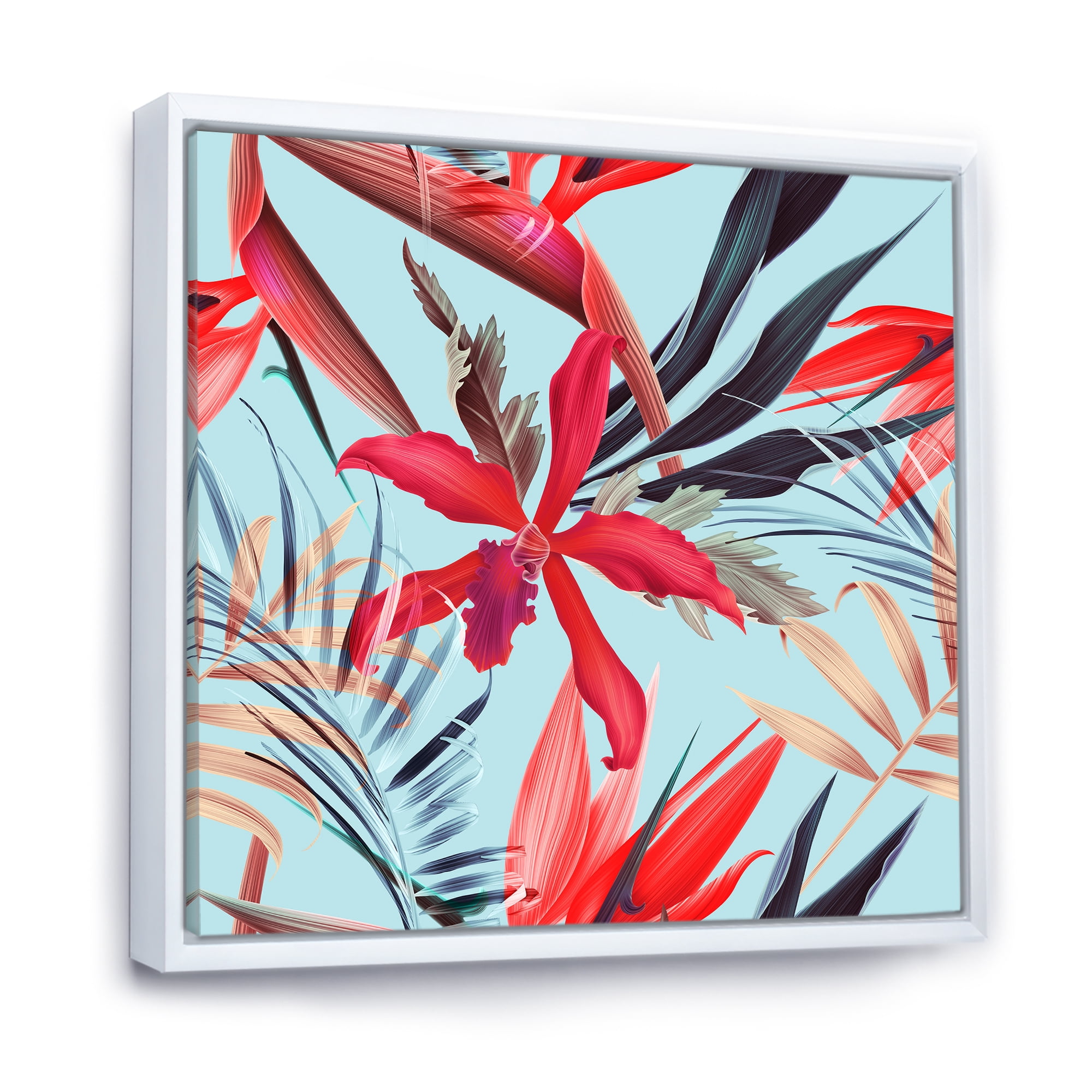 Designart 'VIntage Tropical Flowers IV' Traditional Framed Canvas Wall Art Print