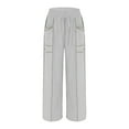 thumbnail image 5 of ManxiVoo Womens Drawstring Waist Wide Leg Sweatpants Casual Multi Pocket Summer Relaxed Fit Lounge Pants XL Size Grey, 5 of 8