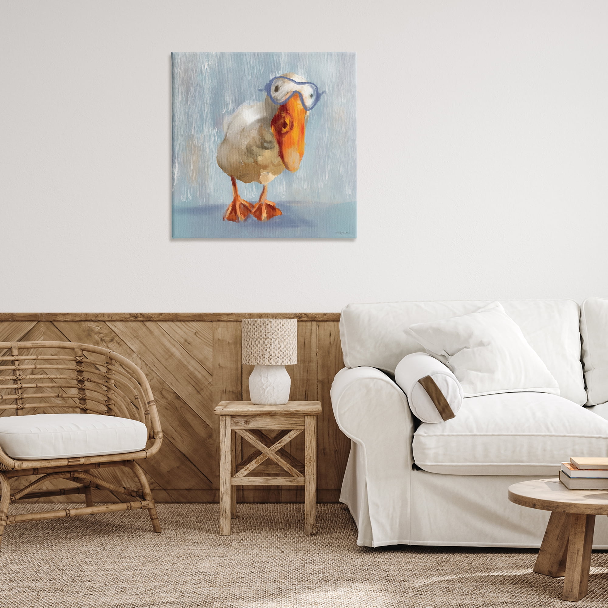 Stupell Industries Goose with Scooba Mask Animals Painting Wrapped Canvas Art Print Wall Art, 30 x 30