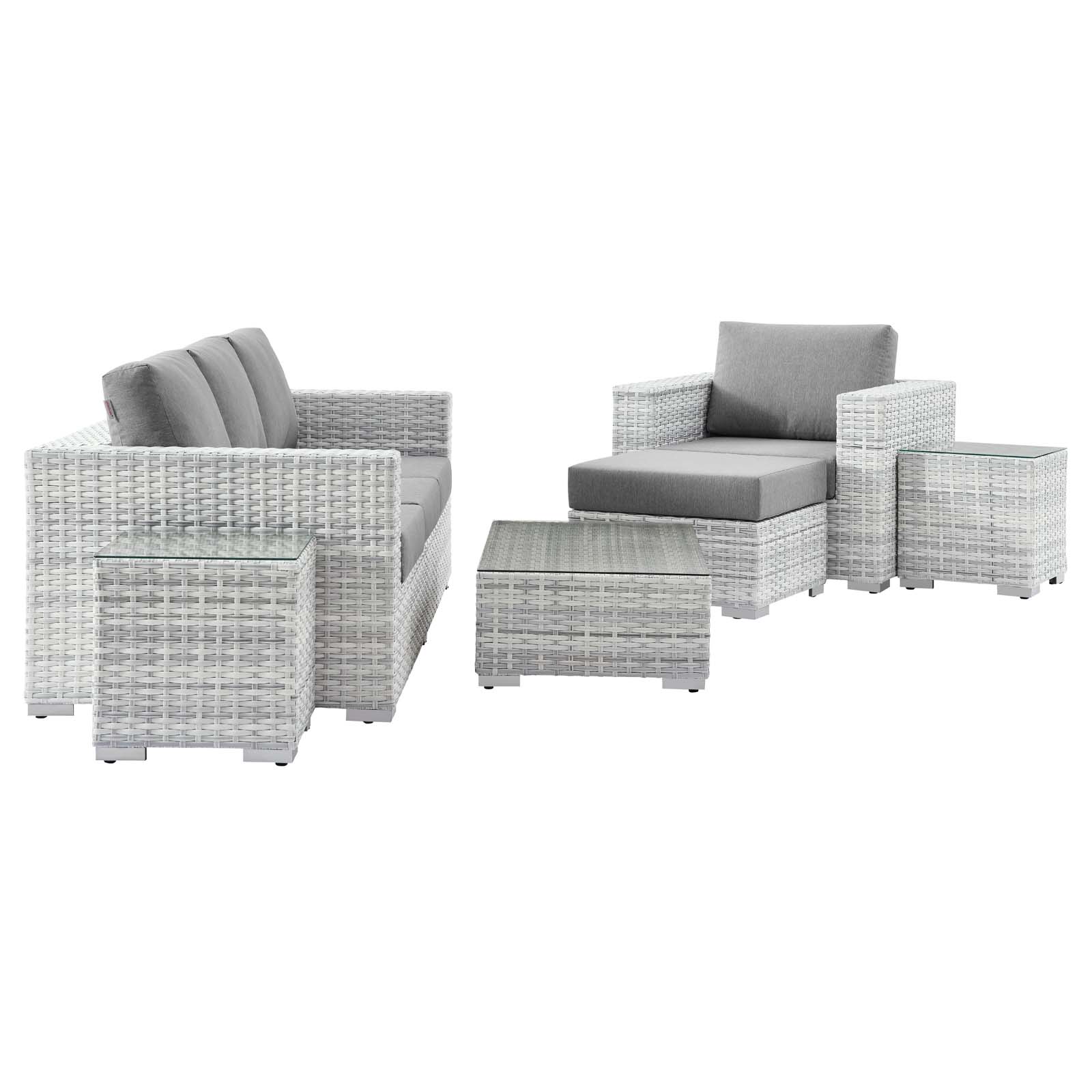 Lounge Sectional Sofa Chair Set, Rattan, Wicker, Grey Gray, Modern Contemporary Urban Design, Outdoor Patio Balcony Cafe Bistro Garden Furniture Hotel Hospitality - image 3 of 10
