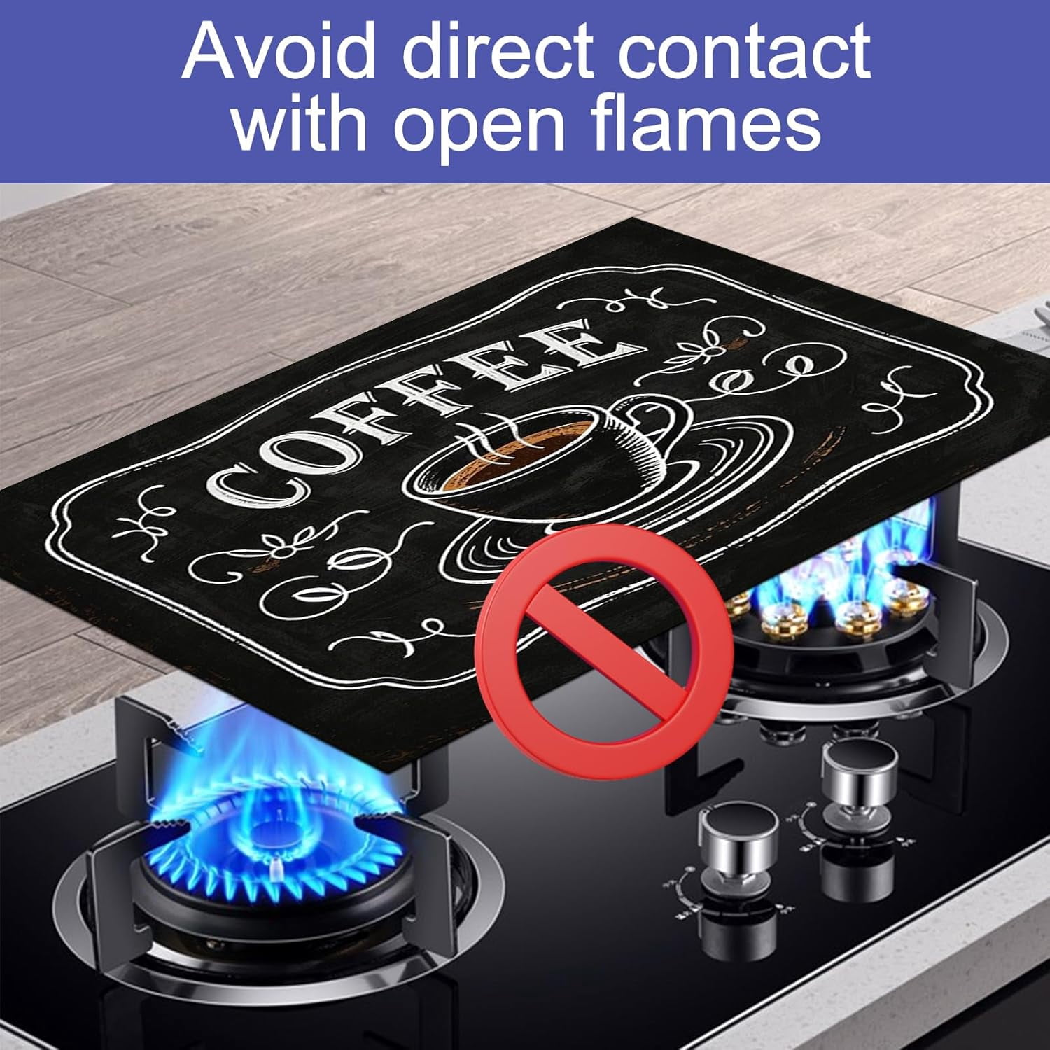 Stove Top Covers for Electric Stove 28x20 Inch Heat Resistant Countertop Protector Glass Cooktop Covers Dish Drying Mat RV Range Top Pad Coffee Chalkboard Design