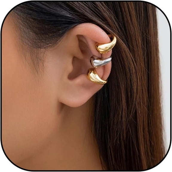 Ear Cuffs Non Piercing Ear Cuff Earrings Gifts Trendy Stuff 14K Gold Plated Earrings For Women Hypoallergenic Non Pierced Clip On Cartilage Earring Set Jewelry[Z1]