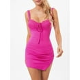 thumbnail image 2 of ZAXARRA Robe Moulante Sans Manches pour Femmes Été avec Dentelle Bandage Froncée Fente Robe de Soirée Mini pour Cocktail Boîte de Nuit Plage, 2 of 6
