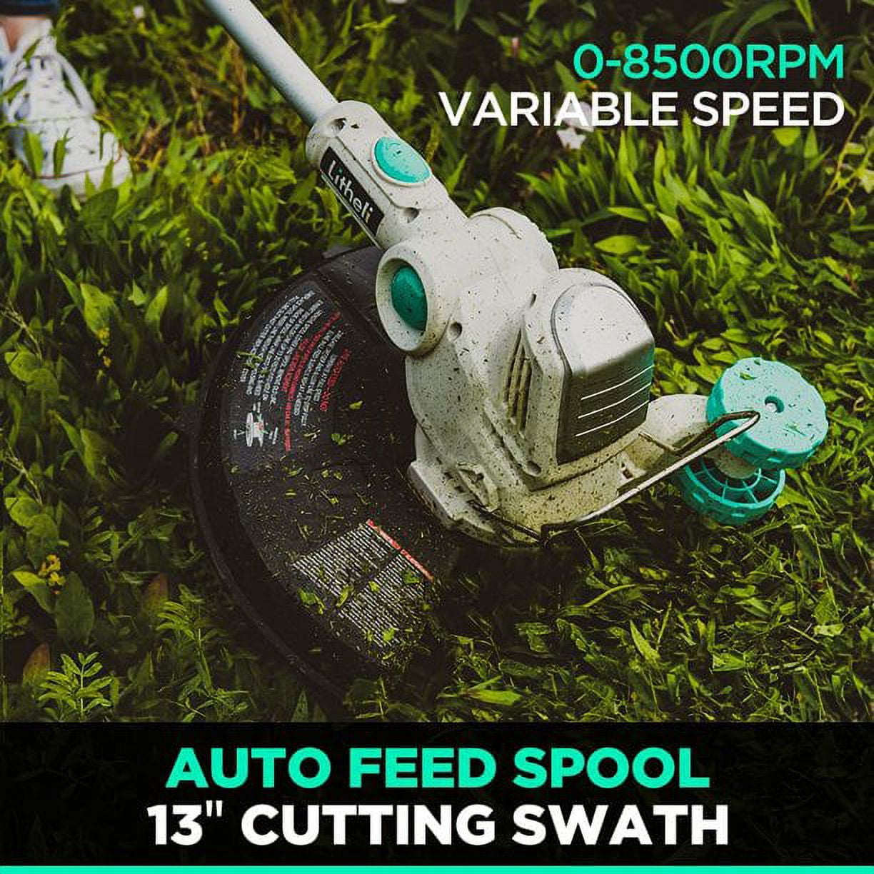 Litheli 40V 13" Cordless String Trimmer, Battery Powered Grass Trimmer & Wheeled Edger With 2.0Ah Battery and Charger