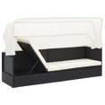 thumbnail image 3 of vidaXL Garden Sofa with Canopy Black Poly Rattan, 3 of 5