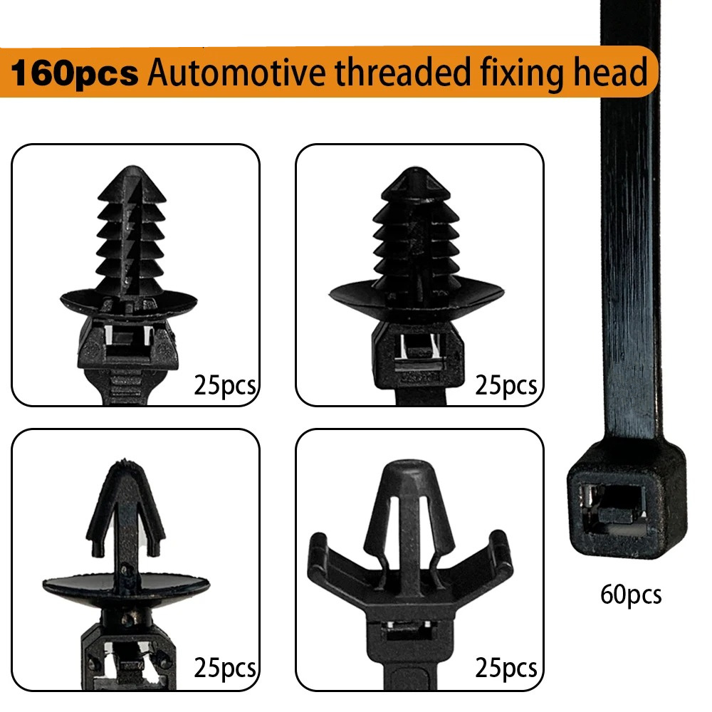 160pcs Car Wire Harness Fastener Tie Wrap Cable Clips Cable Ties