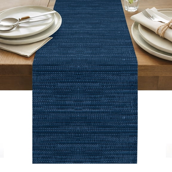 Indigo Blue Table Runner, Country Vintage Minimalist Solid Color Backdrop Washable Kitchen Table Runners Dress Scarves for Dining Table Decorations Party/Restaurant/Indoor Outdoor Use, 13x108in