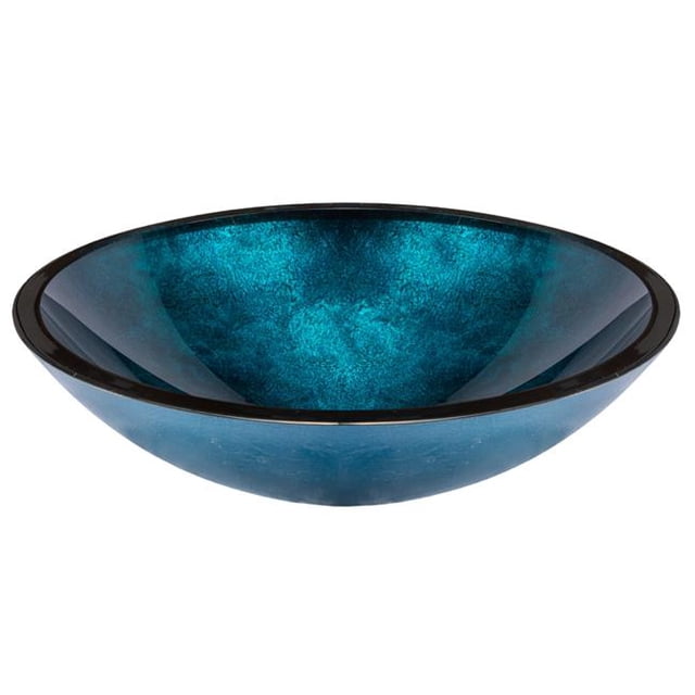 Eden Bath EB-GS84 18.75 x 15.375 x 5 Po. Vase Ovale en Verre Feuille pour Évier, Bleu Turquoise