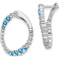 thumbnail image 1 of 14K White Gold Blue Topaz Oval Hoop Earrings (Width 2.4) (Length 20.3) - Jbsp, 1 of 5