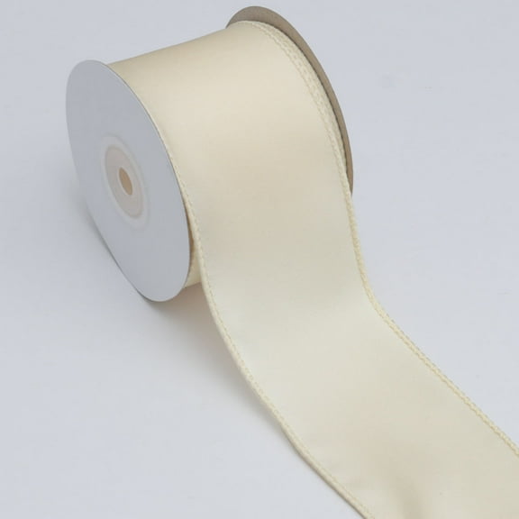 Namzi Thick Satin Ribbon, 2 Rolls Craft Ribbon (6cm x 10yd) - champagne Double Faced Satin Ribbon for DIY Crafts & Decor, Polyester Material