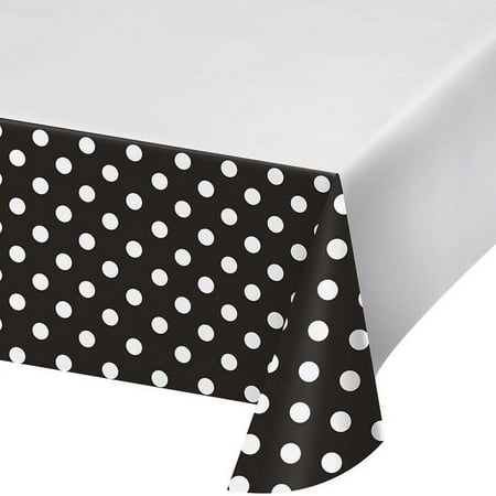 Creative Converting Dots & Stripes Black Velvet Plastic Tablecover Border Print 54 X 102
