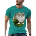 thumbnail image 2 of Cute Cat & Watermelon Print T-shirt Playful Summer Style, 2 of 9