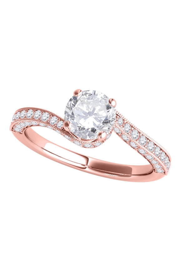 Engagement Rings for Women 1 Carat Diamond Sparkling Engagement Ring 4 prong 10K Solid Rose Gold